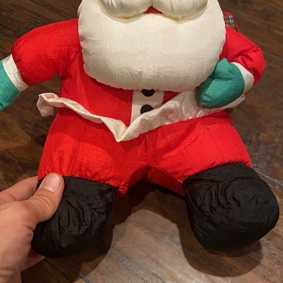 VINTAGE 1993 GIBSON GREETINGS NYLON SANTA CLAUS CHRISTMAS STUFFED ANIMAL PLUSH - Picture 3 of 9